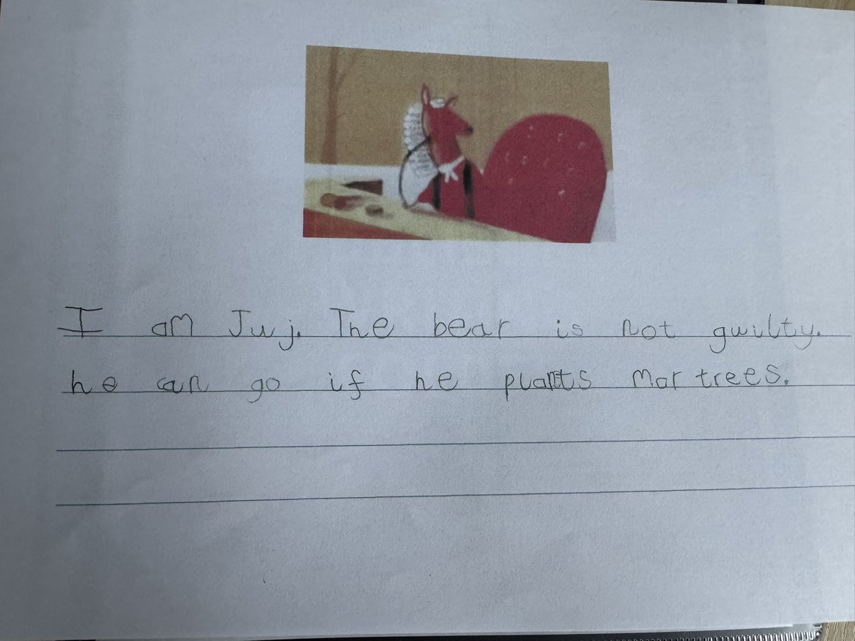Miss_Keith_EYFS's tweet photo. Immersion week and skills week complete. Finally, we got to writing up the trial in court and the judges verdict. So proud of the children @BrooklandsPrim @FlyingHighTrust https://t.co/Vuky2TyXpb