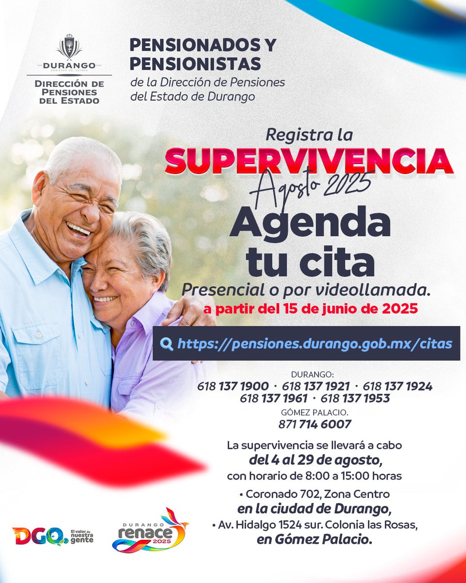 dpedgo's tweet image. #Supervivencia #Agosto2025 Link citas en: pensiones.durango.gob.mx/citas/index.ht…