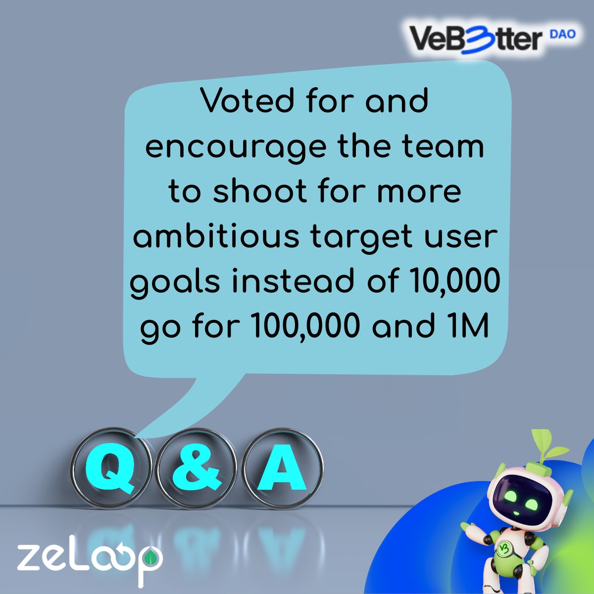 zeloop_'s tweet photo. Thank you for your vote and encouragement! 🚀 We love the ambition—scaling from 10k to 100k and even 1M users is our best dream. With community support, we’ll keep pushing for bigger impact!
 #VeBetterDAO #VeChain #zeloop #VoteZeLoop https://t.co/xGAFUllq0o