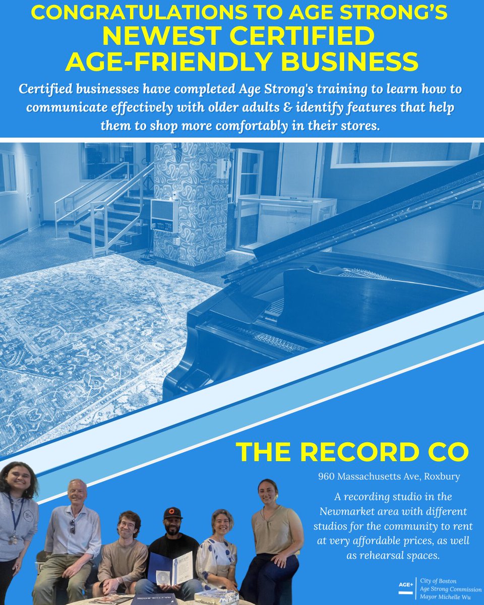 AgeStrongBos's tweet image. Congratulations to Age Strong’s newest Age-Friendly Certified business, The Record Co! To find out how to become an Age-Friendly Certified business, or to see the list of Age-Friendly businesses to shop at, visit boston.gov/departments/ag…