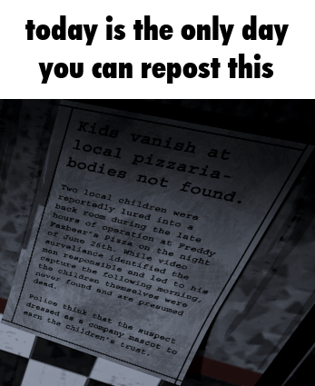 _Jackwald_'s tweet image. #FNaF On this very day, 40 years ago, the Missing Children Incident would have taken place.