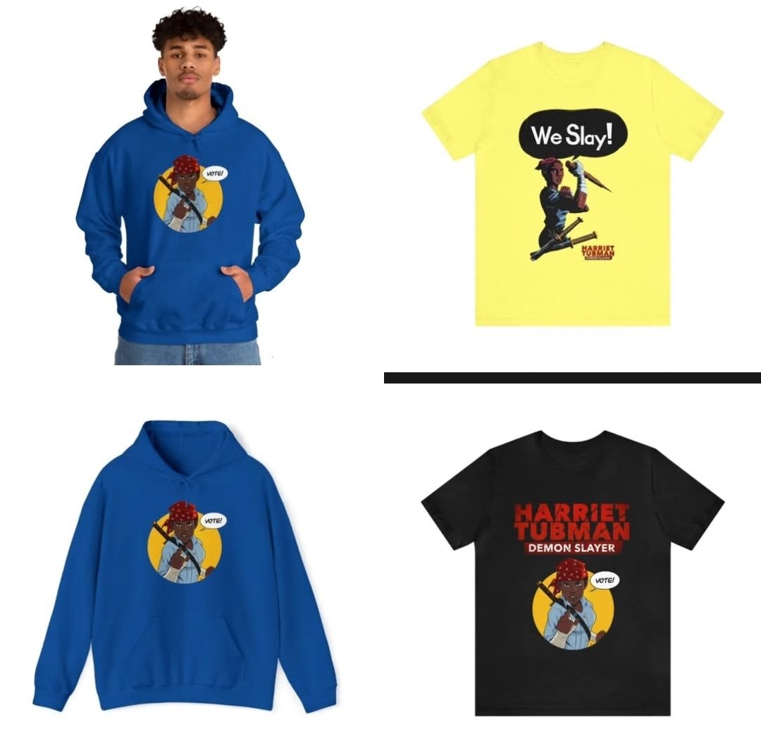 JUNETEENTH  SPECIAL! We got Harriet Tubman: Demon Slayer hoodies and t-shirts and other apparel for sale now! Click the link below and buy now!

kingwoodcomics.com