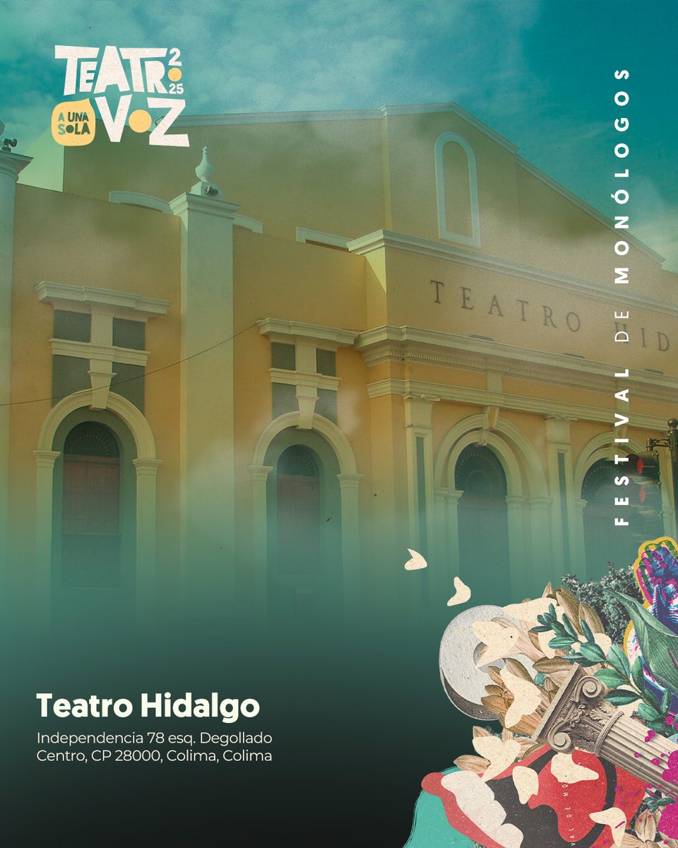 🎭 #20TUSV | ¡El Festival de Monólogos ha llegado a Colima! Del 26 de junio al 2 de julio, el Teatro Hidalgo abre sus puertas para recibir propuestas escénicas unipersonales que conmueven, cuestionan y celebran la diversidad de voces que habitan el país.
 #CircuitoCentro
