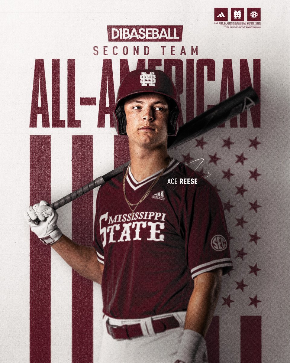 Ace Reese. @D1Baseball All-American. ♠️

📰:  hailst.at/3HYUs7L

#HailState🐶 | <a href="/TheRealAceReese/">Ace</a>