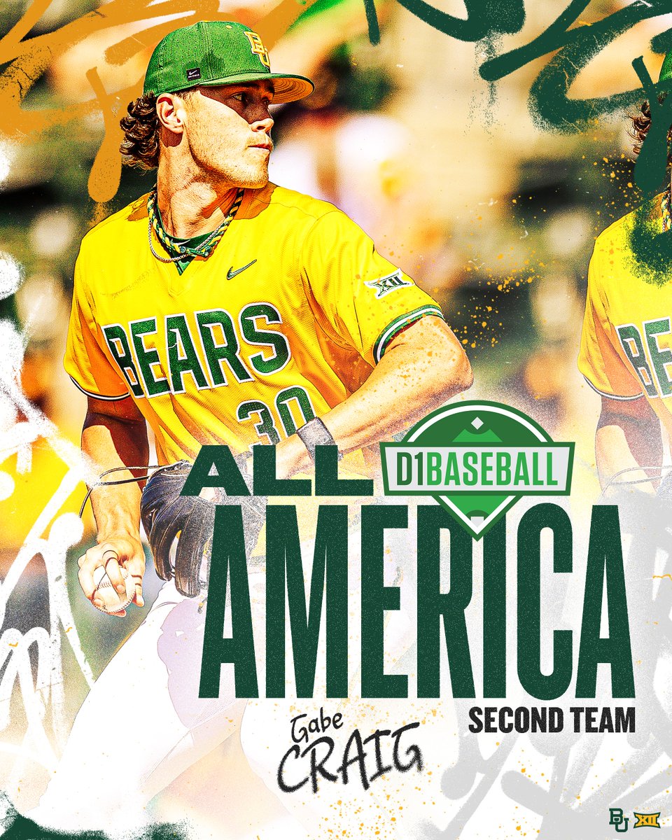 Baylor Baseball (@baylorbaseball) on Twitter photo Make it FIVE All-America honors π
<a href="/gabemcraig/">Gabe Craig</a> picks up second-team praise from <a href="/d1baseball/">D1Baseball</a> πΊπΈ
π°: baylorbea.rs/40kLGXJ
#SicEm π»βΎοΈ | #Together Make it FIVE All-America honors π
<a href="/gabemcraig/">Gabe Craig</a> picks up second-team praise from <a href="/d1baseball/">D1Baseball</a> πΊπΈ
π°: baylorbea.rs/40kLGXJ
#SicEm π»βΎοΈ | #Together