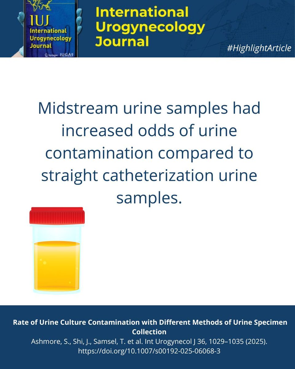 #HighlightArticle: This quality improvement project determined that mixed flora was more common with midstream urine specimens and associated with a higher BMI.

📌 link.springer.com/article/10.100… 

@clinmedjournals <a href="/iugaoffice/">International Urogynecological Association (IUGA)</a>

#iuj_bluejournal #urogynecology #obgyn #urinaryculture