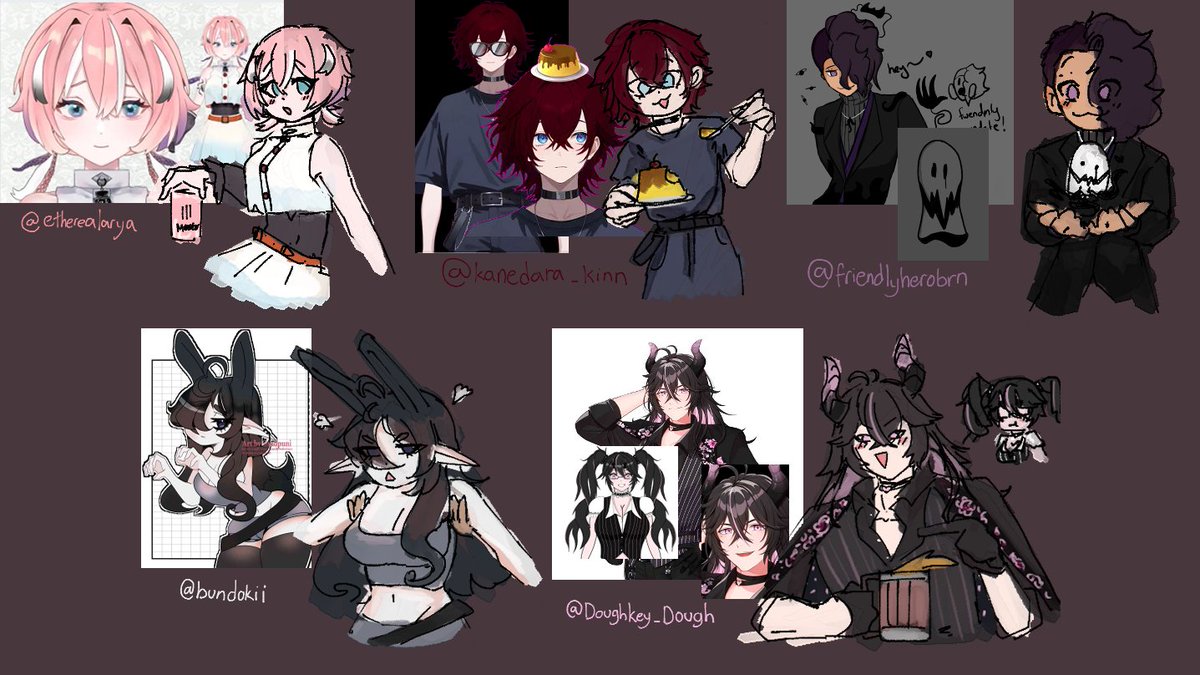 WangoMeed's tweet image. Doodled some of my mutuals on stream today~
@etherealarya || @kanedara_kinn || - || @bundokii || @Doughkey_Dough