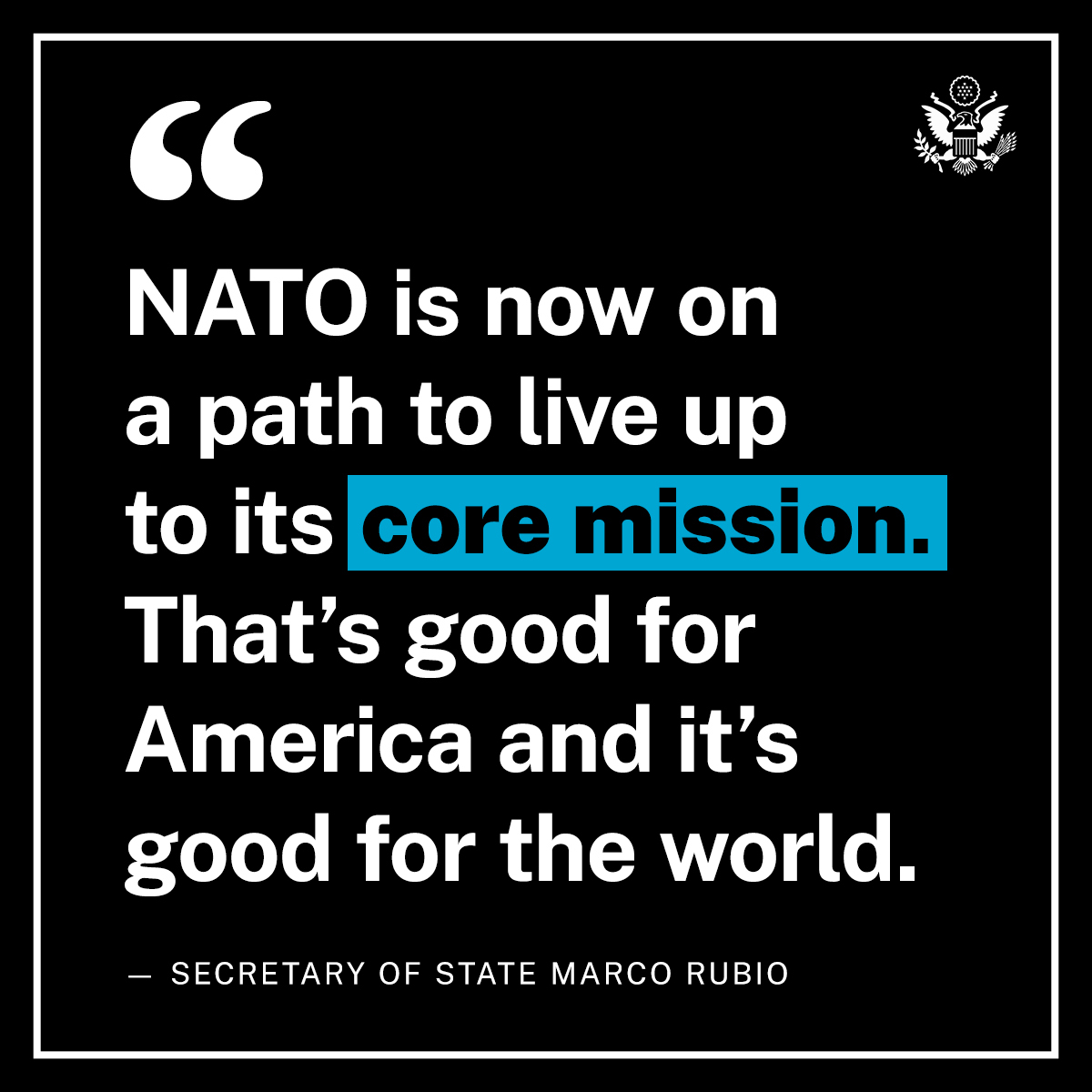 Department of State (@statedept) on Twitter photo The combination of pressure from President Trump in his first administration and then a full invasion and war in Europe by Vladimir Putin has led now to virtually every single partner in the NATO Alliance pledging to get to that 5 % mark. — <a href="/SecRubio/">Secretary Marco Rubio</a> The combination of pressure from President Trump in his first administration and then a full invasion and war in Europe by Vladimir Putin has led now to virtually every single partner in the NATO Alliance pledging to get to that 5 % mark. — <a href="/SecRubio/">Secretary Marco Rubio</a>
