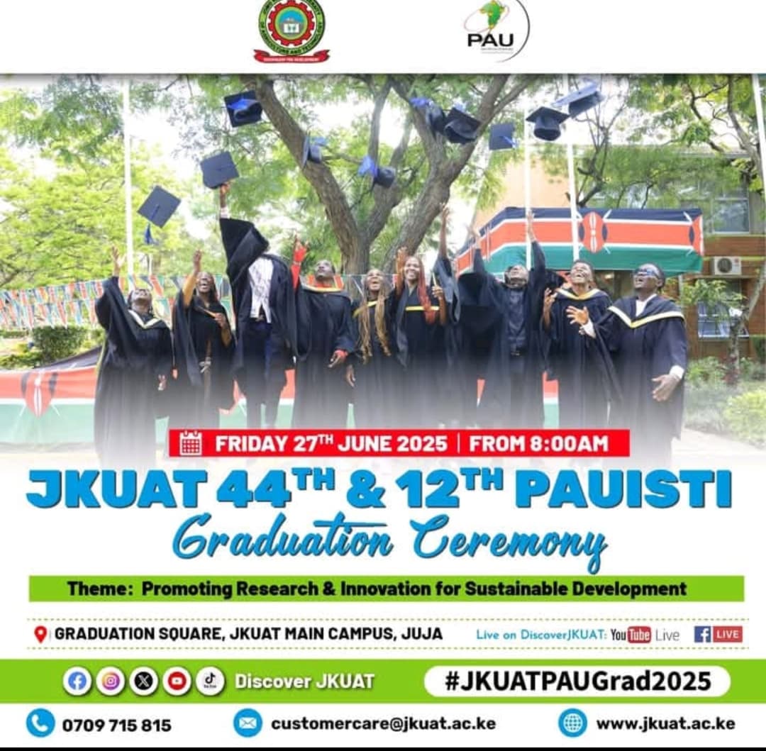 afreecarseye's tweet photo. Welcome to 44th and 12th JKUAT and PAUSTI graduation.
Comrades need job now.
#jkuatgraduation
#comrades2025 https://t.co/yiHjuHm3EE