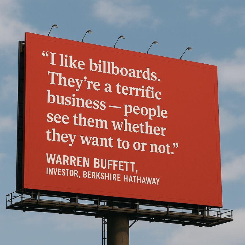 The power of outdoor advertising, summed up by one of the smartest investors alive. #LamarAdvertising
#Billboards #Marketing #WarrenBuffett #OutOfHome