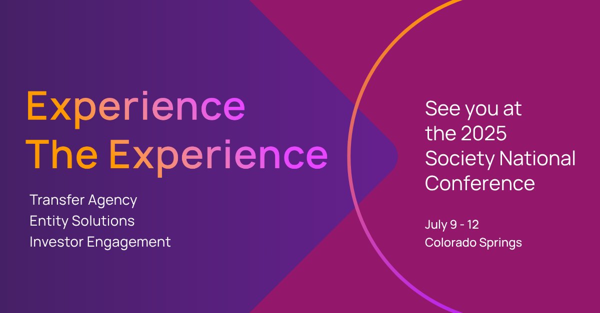We are looking forward to seeing everyone at Society for Corporate Governance’s National Conference. Drop by booth #33 to learn about our transfer agent, entity solutions and investor engagement services.

#CorporateGovernance #NationalConference #ElevatingGovernance