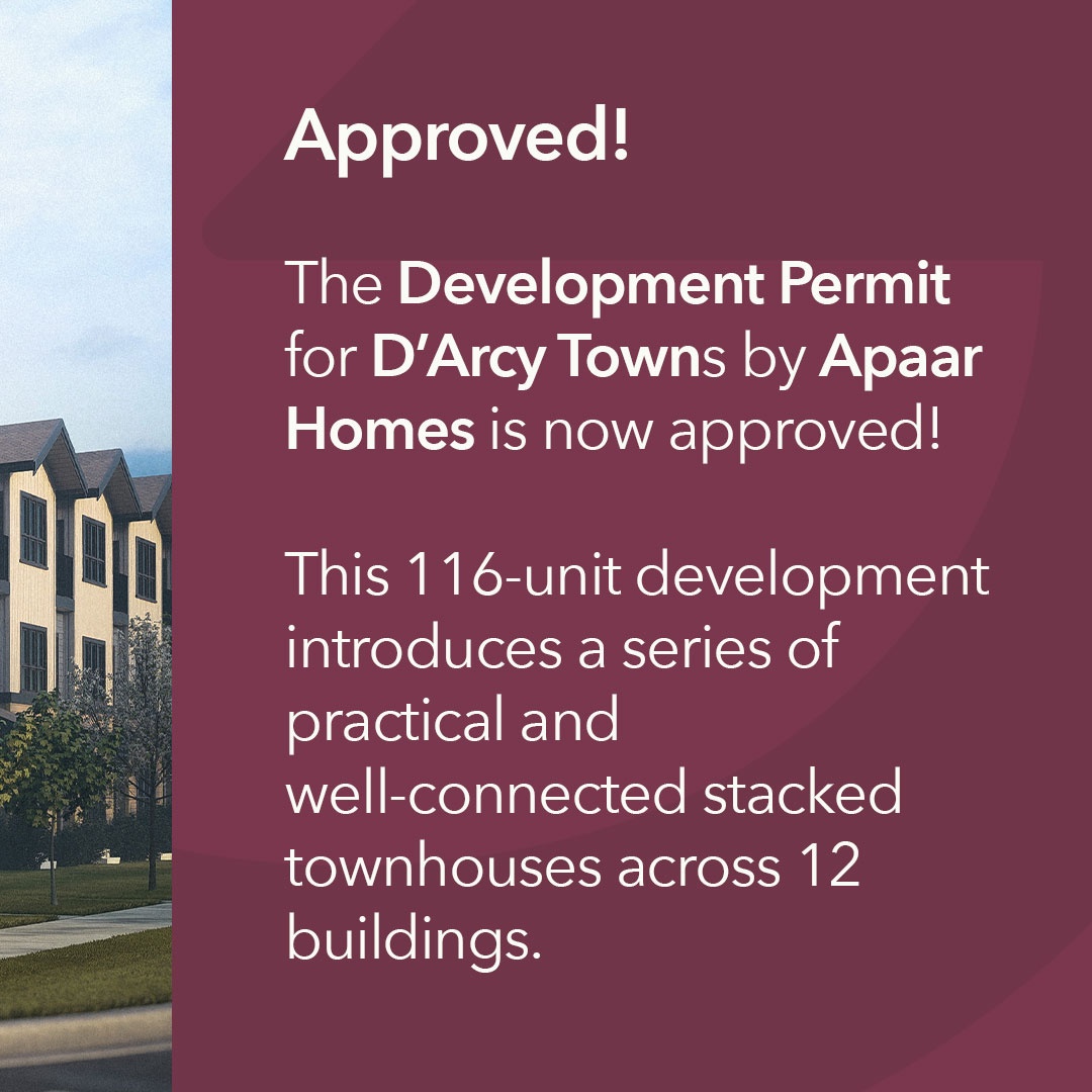 gravarch's tweet photo. The DP for Apaar's D'Arcy Townhomes in Okotoks, AB is now approved! ⁠This project introduces a series of practical and well-connected 3-storey stacked townhouses across 12 buildings and will provide 116 homes. #gravityarchitecture https://t.co/KppDl4ZXWn https://t.co/OJByuxxNZH