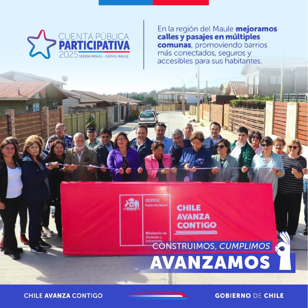 🎀 Pavimentos Participativos: vecinas y vecinos protagonizan la mejora de calles y pasajes en 12 comunas.

#ParticipaciónCiudadana #ConstruyendoCambios #CuentaPública2025