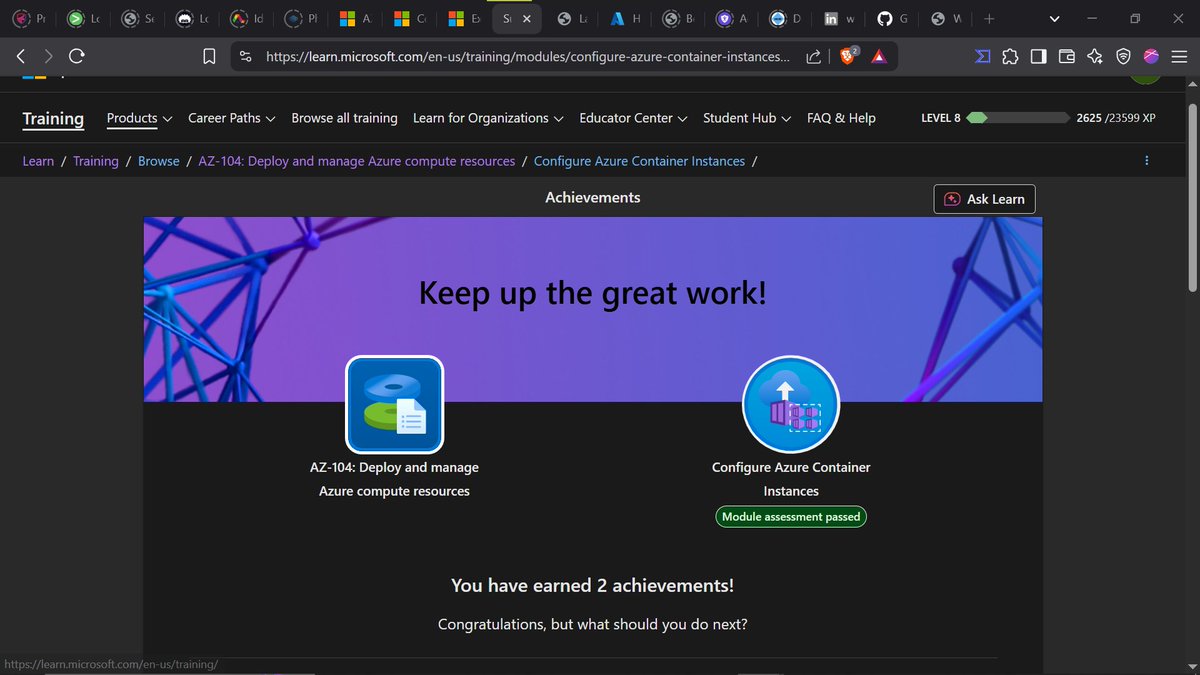 Ikechukwu Pius Ezeonu (@ezeonupius) on Twitter photo Completed: Configure Azure Container Instances module
Lab: Implement Container Instances
>Deploy an Azure Container Instance using a Docker image
>Test & verify deployment of an Azure Container Instance
<a href="/segoslavia/">Ṣẹ́gunfúnmi😎</a>
<a href="/jay_hunts/">zʇunH ʎɐſ ɐsɐɟnW 🦁🦁🦁🦁</a>
<a href="/tonybesto6/">Tøñy</a>
<a href="/graciey_E/">CyberBaller</a>
<a href="/ireteeh/">Dr Iretioluwa Akerele</a> Completed: Configure Azure Container Instances module
Lab: Implement Container Instances
>Deploy an Azure Container Instance using a Docker image
>Test & verify deployment of an Azure Container Instance
<a href="/segoslavia/">Ṣẹ́gunfúnmi😎</a>
<a href="/jay_hunts/">zʇunH ʎɐſ ɐsɐɟnW 🦁🦁🦁🦁</a>
<a href="/tonybesto6/">Tøñy</a>
<a href="/graciey_E/">CyberBaller</a>
<a href="/ireteeh/">Dr Iretioluwa Akerele</a>
