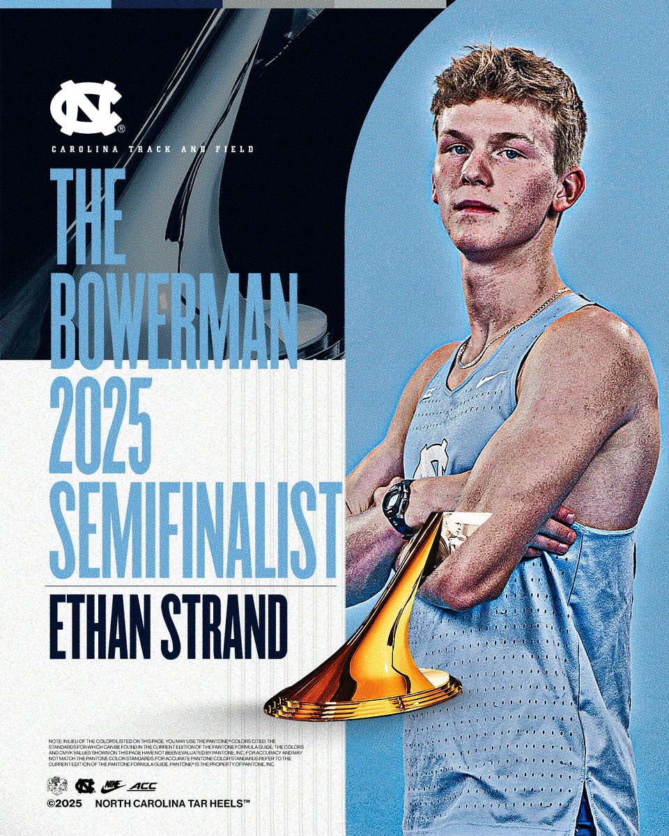 Another chapter is written in the 𝑯𝙄𝑺𝙏𝑶𝙍𝑰𝘾 season for Ethan

Ethan Strand was named a semifinalist for 𝐓𝐇𝐄 𝐁𝐎𝐖𝐄𝐑𝐌𝐀𝐍, the highest honor in college track and field!

#GoHeels