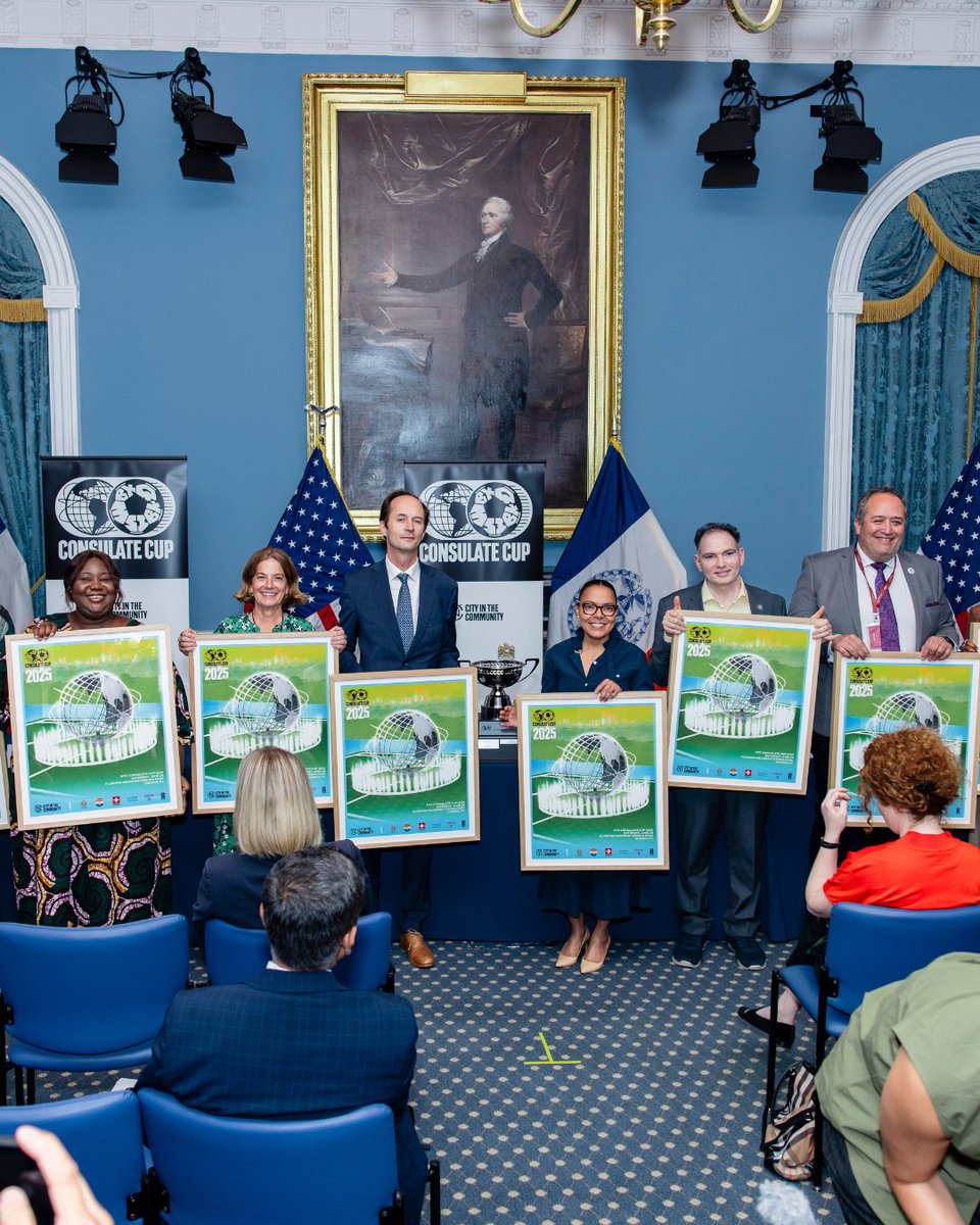 Consulate General of Switzerland in New York (@swisscgny) on Twitter photo Yesterday, we attended the #ConsulateCupNYC 2025 draw hosted by the <a href="/NYCMayorsOffice/">NYC Mayor's Office</a>!
The matchups are now set for our tournament, taking place this Saturday at Flushing Meadows Corona Park. 🏆
We’re excited to face off against Georgia, Liberia, the UAE, and the UK! Yesterday, we attended the #ConsulateCupNYC 2025 draw hosted by the <a href="/NYCMayorsOffice/">NYC Mayor's Office</a>!
The matchups are now set for our tournament, taking place this Saturday at Flushing Meadows Corona Park. 🏆
We’re excited to face off against Georgia, Liberia, the UAE, and the UK!
