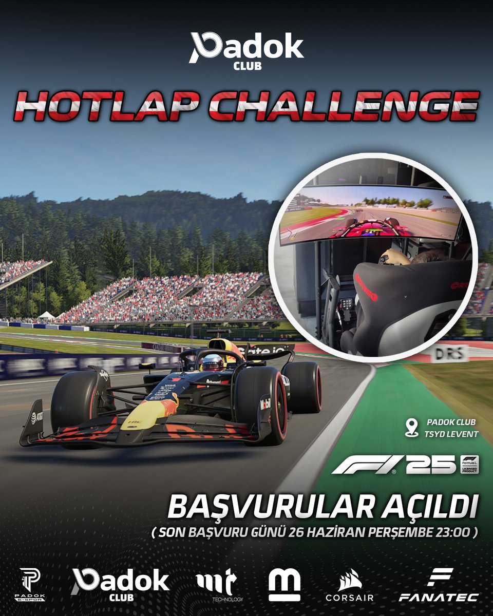 🇦🇹 ÖDÜLLÜ F1 25®️ HOTLAP CHALLENGE BAŞVURULARINDA SON SAATLER!

🛞 İlk rekabetçi etkinliğimizi takvimin güncel pisti olan, Avusturya Red Bull Ring’de gerçekleşeceğiz.

🎁 Etkinliğimizde 68 kişilik kontenjan sınırı bulunmaktadır. Katılım ücreti 500₺’dir. Katılımcılar 4 grup