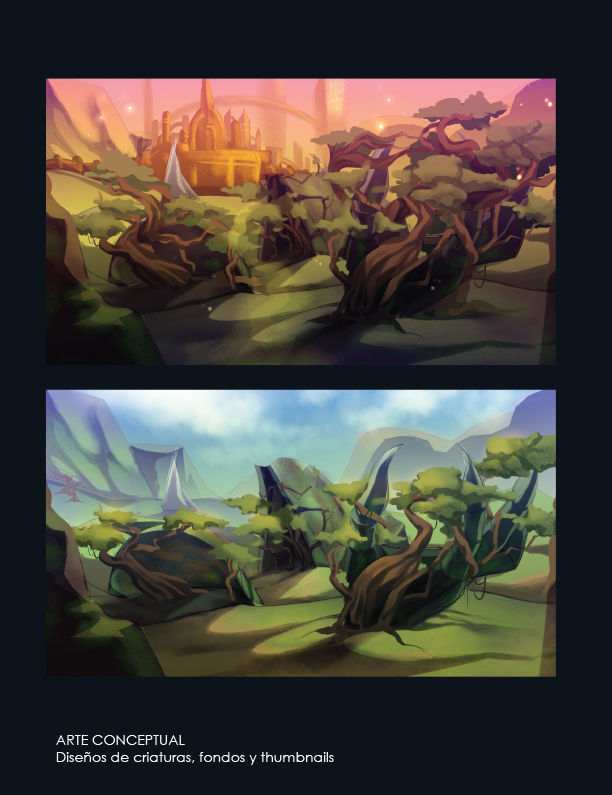 Here are a few examples of concept art for backgrounds. Pulled out from an artbook where I compile more works.