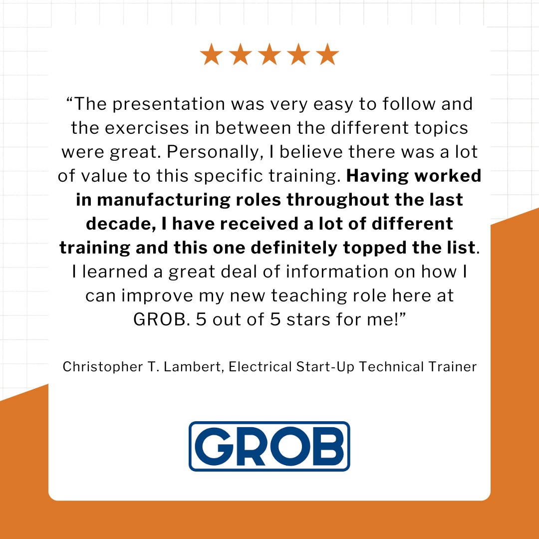 trainwithcts's tweet image. Our courses are designed to be interactive, relevant and full of fantastic takeaways. Here's what one GROB Systems, Inc employee had to say about our recent train the trainer course. #workforcedevelopment #employeedevelopment