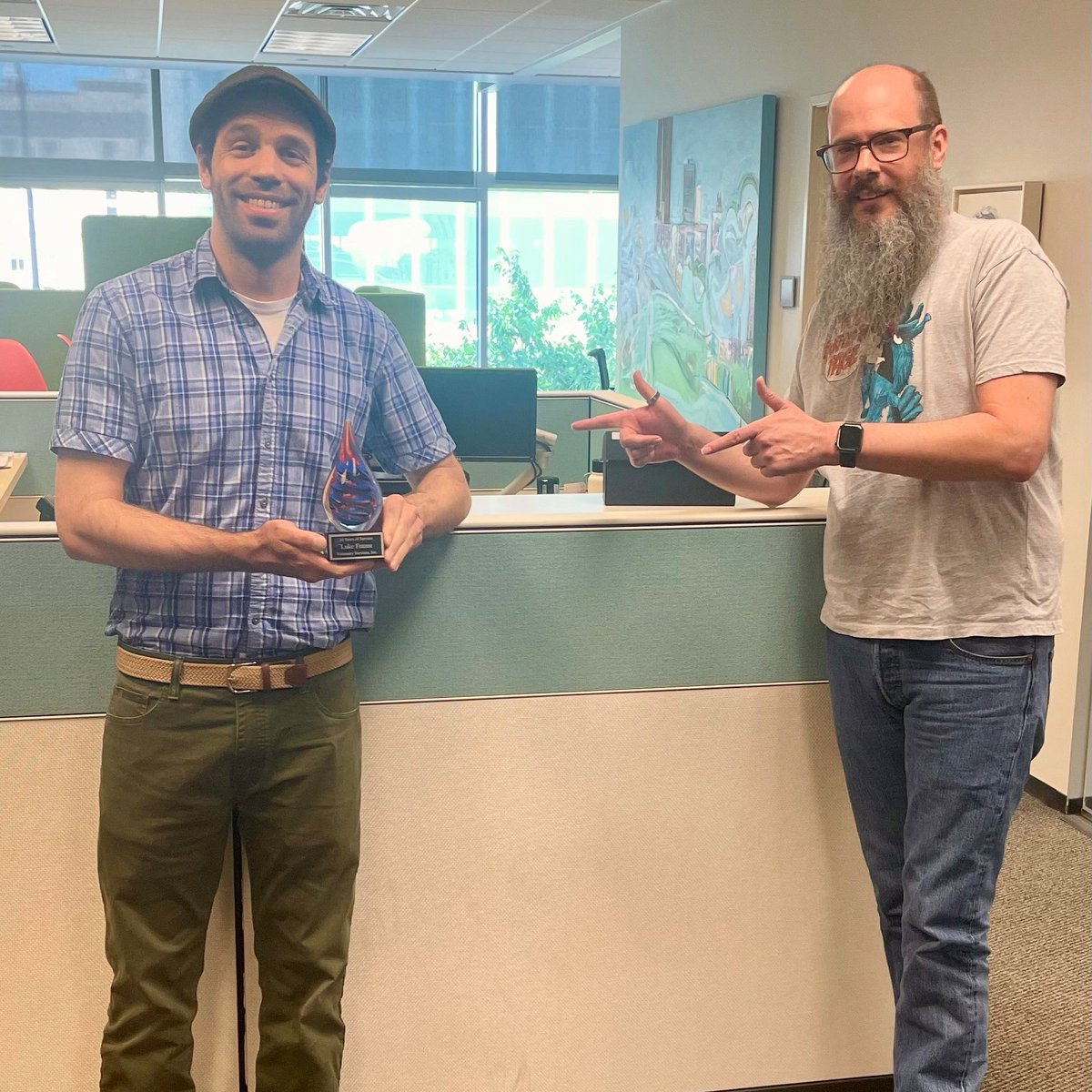 Congrats to software engineer Luke Frazee for a decade at Visionary—10 years of brilliance, banter and coding marathons. 😉🏆

From hotfixes that saved the day to caffeine-fueled coding marathons, Luke’s contributions have been nothing short of epic.

#10YearClub #BeVisionary