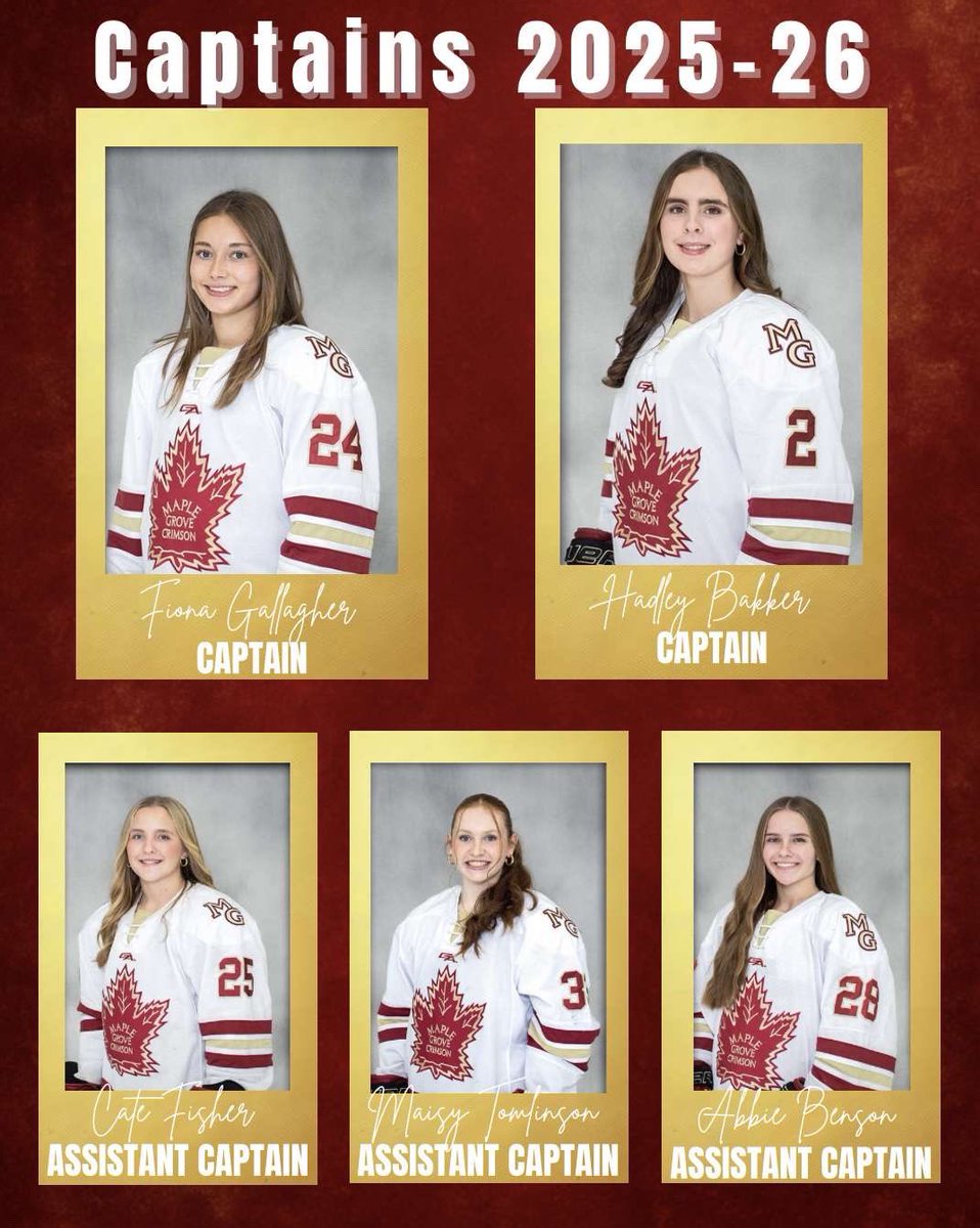 🏒 We’re thrilled to announce our 2025–2026 GIRLS HOCKEY TEAM CAPTAINS! 🌟

Congratulations to Captains: Fiona Gallagher and Hadley Bakker
and Assistant Captains: Cate Fischer, Abbie Benson, and Maisy Tomlinson!

Lead with hard work, big hearts, and respect—on and off the ice.