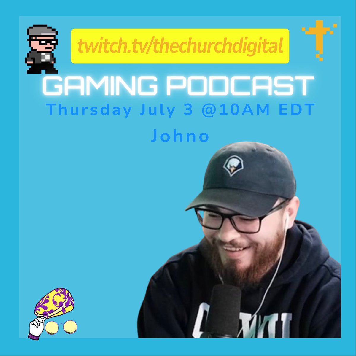 Johno (@johnostreams) on Twitter photo See you guys next Thursday! I will be talking with <a href="/FlatCapDapper/">FlatCapDapperPastor</a> about Christianity, Streaming and Esports.
Looking forward to it.
twitch.tv/thechurchdigit… See you guys next Thursday! I will be talking with <a href="/FlatCapDapper/">FlatCapDapperPastor</a> about Christianity, Streaming and Esports.
Looking forward to it.
twitch.tv/thechurchdigit…