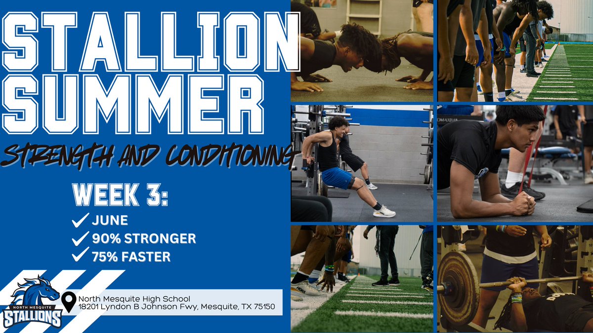 Halfway point of summer grind &amp; the effort’s been elite
Proud of the work these Stallions have put in. Enjoy the break, stay safe, &amp; come back ready to get after it
The second half starts soon, let’s finish stronger than we started
📸<a href="/kamrynjos/">Kamryn Simpson</a> 
#StallionPride #TXHSFB 
#TDS