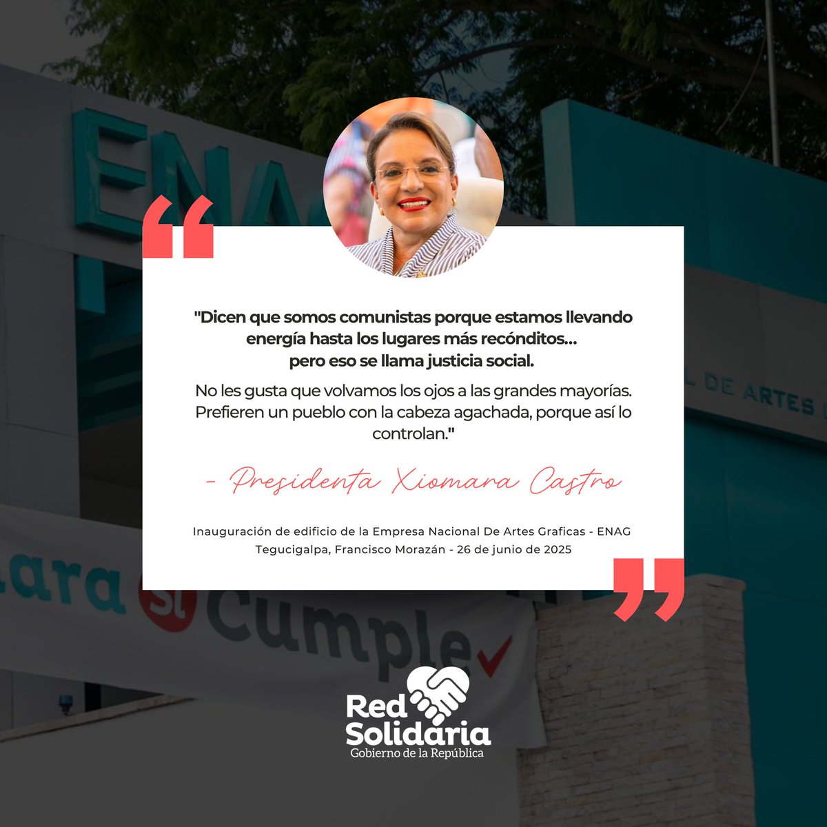 Red Solidaria - Honduras (@redsolidaria_hn) on Twitter photo ๐ La presidenta <a href="/XiomaraCastroZ/">Xiomara Castro de Zelaya</a> lo dice claro: estamos llevando energรญa, dignidad y poder a las mayorรญas.
#XiomaraCumple ๐ La presidenta <a href="/XiomaraCastroZ/">Xiomara Castro de Zelaya</a> lo dice claro: estamos llevando energรญa, dignidad y poder a las mayorรญas.
#XiomaraCumple