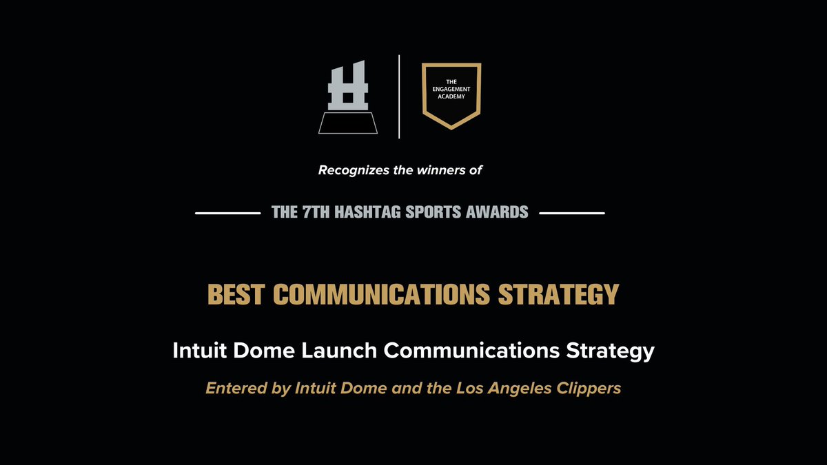 Intuit Dome PR (@intuitdomepr) on Twitter photo The LA Clippers and Intuit Dome Communications Department won "Best Communications Strategy" for their Intuit Dome Launch at the 2025 Hashtag Sports Awards. They also received shortlist nominations for "Best New Fan Experience" and "Best Use of Technology". The LA Clippers and Intuit Dome Communications Department won "Best Communications Strategy" for their Intuit Dome Launch at the 2025 Hashtag Sports Awards. They also received shortlist nominations for "Best New Fan Experience" and "Best Use of Technology".