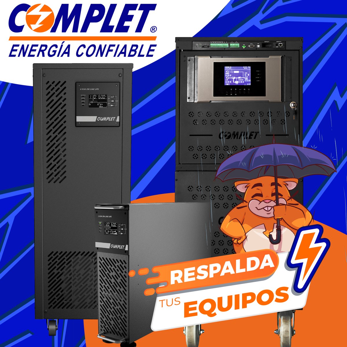 Complet_Mexico's tweet photo. ¡No dejes que las fallas eléctricas te sorprendan!
Con los #UPS COMPLET, protege y respalda tus equipos de cualquier imprevisto. Opten #EnergíaConfiable de una empresa 100% mexicana, líder en soluciones integrales de protección eléctrica. #RespaldaTusEquipos #ProtecciónEléctrica https://t.co/ytoZyZqyRd
