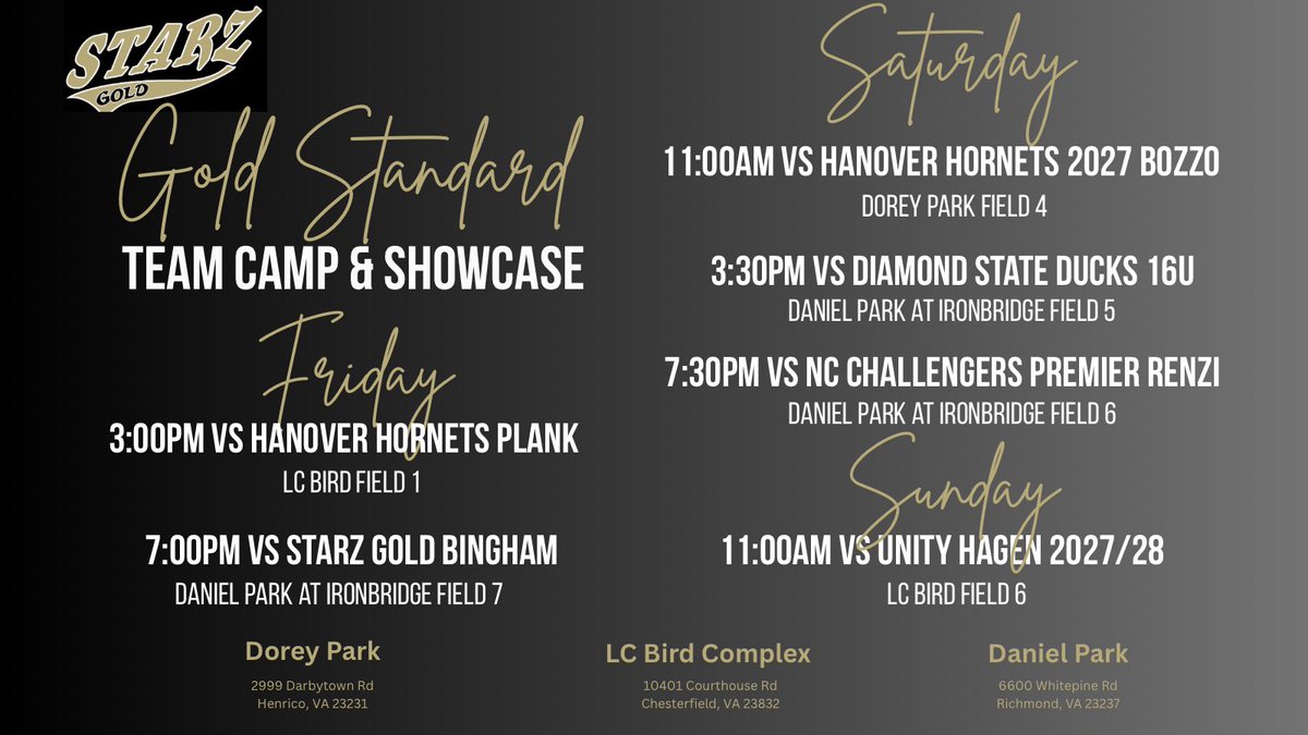 Can’t wait to get back out on the field this weekend! 🖤💛
<a href="/StarzGold/">StarzGold</a> <a href="/StarzGold2026/">Starz Gold Fishburn</a>

<a href="/MegPlesko9/">Megan Pleskovic</a> <a href="/Coachjosh8/">coach josh 🥎</a> <a href="/Courtlynn_26/">Courtlynn Cooney</a> <a href="/Coach_M_Booth/">Meredith Booth</a> <a href="/K_Maronski/">Krysti Neufeldt</a> <a href="/CoachMays24/">David Mays</a> <a href="/RCcoachMitchell/">Michael Mitchell</a> <a href="/allisonbakerg/">Allison Baker</a>