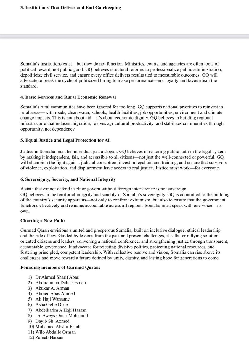 A new forum - #Gurmad #Qaran - in #Somalia has issued a press release regarding the current political status of the country.

#Gurmad #Qaran is a forward-looking movement for change determined to helpchart a new course for #Somalia. It brings together #Somalis from across the