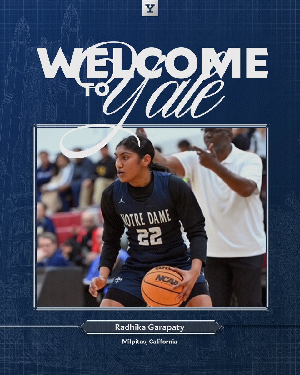 🙌 It is time to meet another one of our incoming first-years!

Welcome 𝗥𝗮𝗱𝗵𝗶𝗸𝗮 𝗚𝗮𝗿𝗮𝗽𝗮𝘁𝘆!

⛹️‍♀️ Guard
📍 Milpitas, Calif.
🏫 Notre Dame San Jose High School
⭐ Led team to first CCS championship, by any sport, in school history  

#ThisIsYale