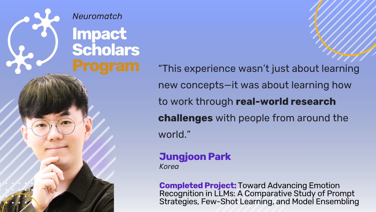 neuromatch's tweet image. From a growing interest to a publication in just a six months!
That’s what Jungjoon Park achieved through the Neuromatch #ImpactScholars Program.
✨ Read his story here: buff.ly/OYw6Ea9