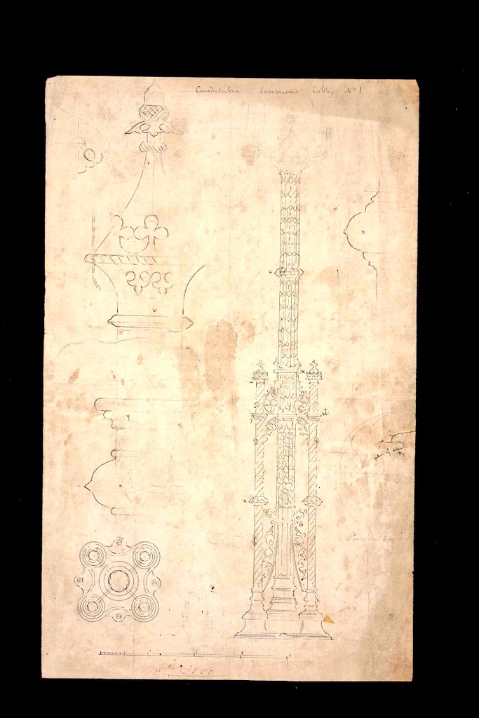 #Design of #candelabra No. 1 for the Commons Lobby, <a href="/UKParliament/">UK Parliament</a>. #AWNPugin.

<a href="/UKParlArchives/">Parliament Archives</a>

✨ #Exhibition: 'Makers of Modern #Gothic: A.W.N. #Pugin &amp; #JohnHardman Jr', 3 Feb - 26 oct 2025. @vamuseum

#augustuspugin #gothicrevival #art #housesofparliament #puginwestminster