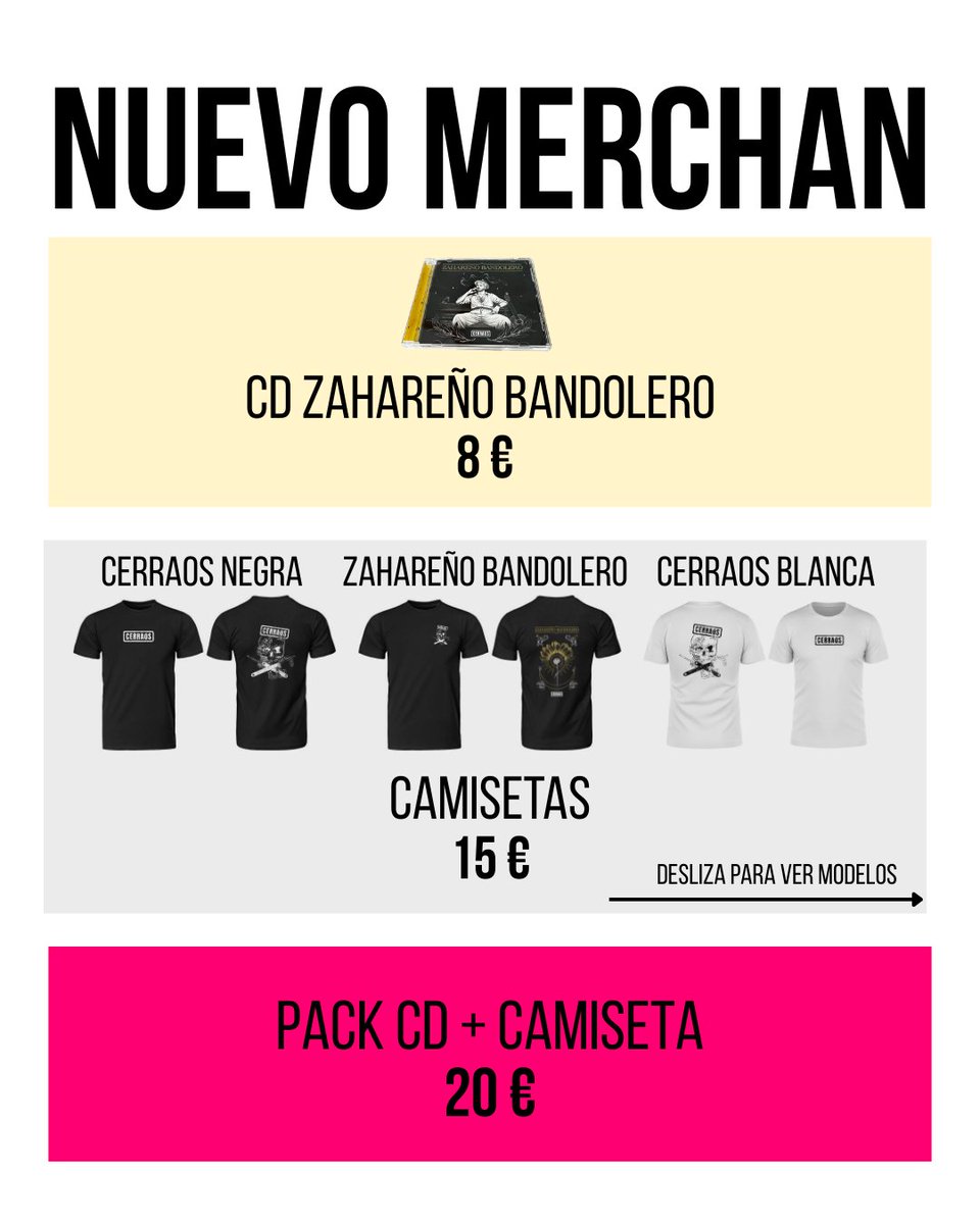 loscerraos's tweet photo. CAMISETAS DISPONIBLES

A los que hayáis comprado ya el disco y queráis la camiseta también os hacemos precio pack obviamente.

Los que seáis de fuera añadid un algo de gastos de envío que no será mucho.

Tallas XL, L, M y S.

Están preciosas en persona prometido. https://t.co/md0EZCuIpw