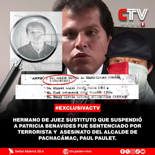 Vínculos que estremecen! El hermano del juez Segismundo León Velasco, quien suspendió a Patricia Benavides, fue sentenciado por terrorismo y por el asesinato del alcalde de Pachacámac, Paul Paulet.
📷 Yuri León, su hermano, fue capturado por pertenecer a Sendero Luminoso