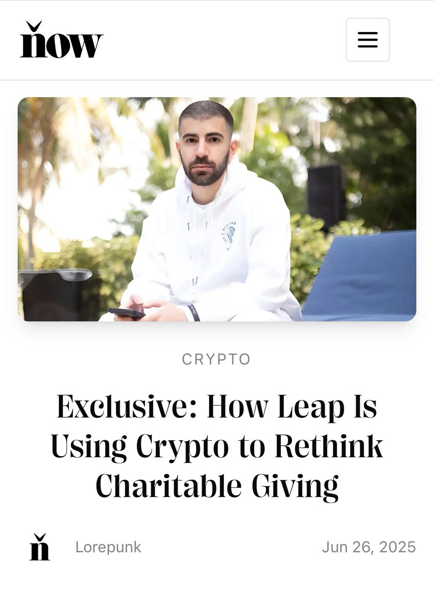 Deeply honoured to share the story of <a href="/leap_xyz/">Leap</a>’s <a href="/donatedotgg/">DONATE.GG</a>, an ingenious foray into easy, interoperable crypto giving - my latest in <a href="/nowmedia/">Now Media</a>, released as part of today’s beautiful relaunch! Sign up to get the best and latest in crypto and digital art news and analysis.