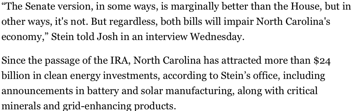 Joshua Siegel (@siegelscribe) on Twitter photo ICYMI in ME: I spoke w/ NC Gov <a href="/JoshStein_/">Josh Stein</a> , who's warning GOP, including Sen. Tillis, that curtailing IRA wind/solar credits would jeopardize major investments in their state. “It could affect businesses already operating by changing the financials dramatically," he told me ICYMI in ME: I spoke w/ NC Gov <a href="/JoshStein_/">Josh Stein</a> , who's warning GOP, including Sen. Tillis, that curtailing IRA wind/solar credits would jeopardize major investments in their state. “It could affect businesses already operating by changing the financials dramatically," he told me