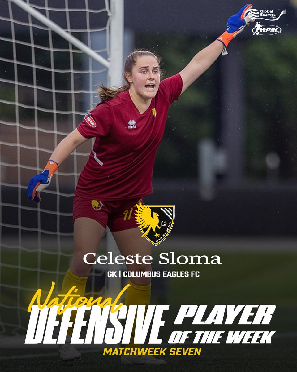 Women’s Premier Soccer League (@wpsl) on Twitter photo National Defensive Player of the Week is awarded to Celeste Sloma of <a href="/ColumbusEagles/">Columbus Eagles FC</a> and <a href="/OhioWSoccer/">Ohio Soccer</a> presented by <a href="/GlobalScarves/">Global Scarves</a>
📸 Nicole McCray National Defensive Player of the Week is awarded to Celeste Sloma of <a href="/ColumbusEagles/">Columbus Eagles FC</a> and <a href="/OhioWSoccer/">Ohio Soccer</a> presented by <a href="/GlobalScarves/">Global Scarves</a>
📸 Nicole McCray