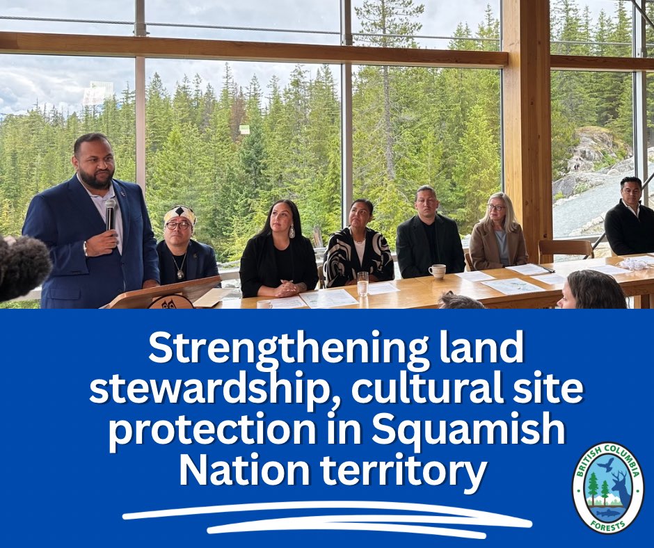 Today is a piece of history over a century in the making.

The Squamish Nation Land Use Agreement carves a path forward, leading to stability, stewardship and reconciliation. Creating forestry opportunities and preserving cultural history.

Link: news.gov.bc.ca/releases/2025F…

#BCGov