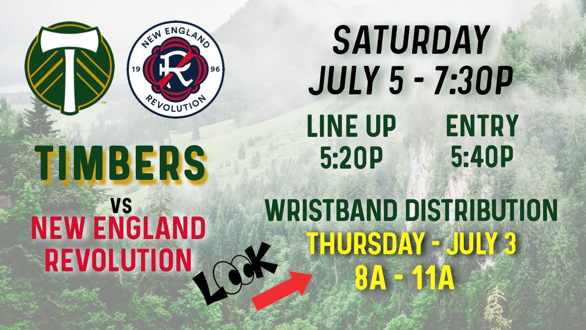 Here’s your wristband &amp; line info for #PORvNE on Saturday July 5 @ 7:30p. TA ticket required for wristband. Policies/info page linked in bio. #RCTID

⚠️❗️➡️ NOTE: Due to July 4th holiday, WB distribution will take place on THURSDAY JULY 3rd, 8a-11a. ⬅️❗️⚠️