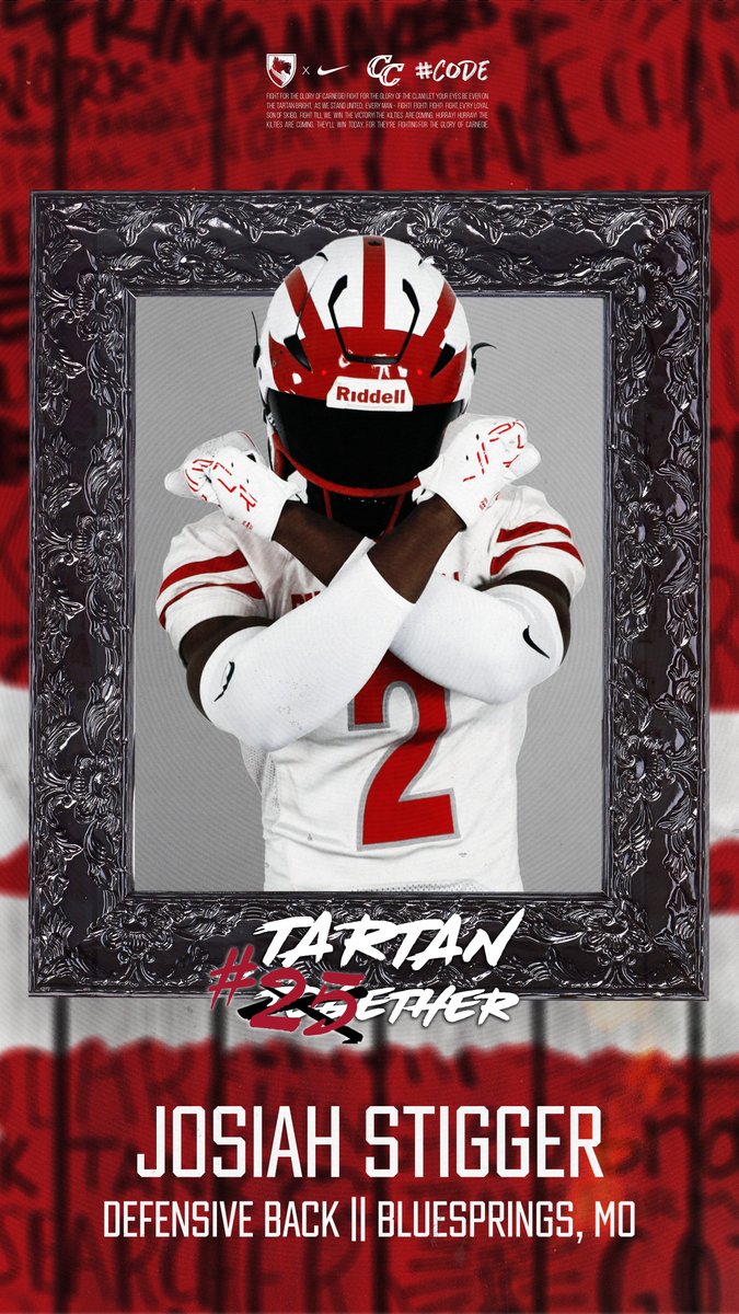 ！❗️🚨#Tartan25ether🚨❗️！
.
👤: Josiah Stigger 
📲: <a href="/josiah_stigger/">Josiah Stigger</a>  
📚: <a href="/CMUEngineering/">CMU College of Engineering</a>
🏈: DB
🎥: tinyurl.com/jstigger25 
🏠: <a href="/PHSRaiders/">Pembroke Hill Athletics</a> 
📍: Bluesprings, MO