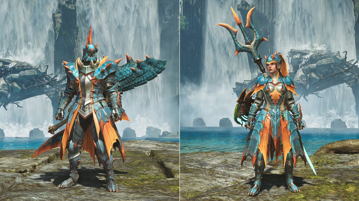 MH_Wilds's tweet photo. 【歴戦の個体(★8)も登場！】

ラギアクルスとセルレギオスの歴戦の個体(★8)に挑み、装備を手に入れよう！
これまでの登場モンスターと比べ、装備の生産に必要なレア素材をより多く入手するためには、歴戦の個体に挑戦することが必要になります。

※いずれの歴戦の個体もHR41以上かつエクストラミッションをクリア後にフィールドに登場します

https://t.co/CNxnLJ8jau
#モンハンワイルズ #MHWilds