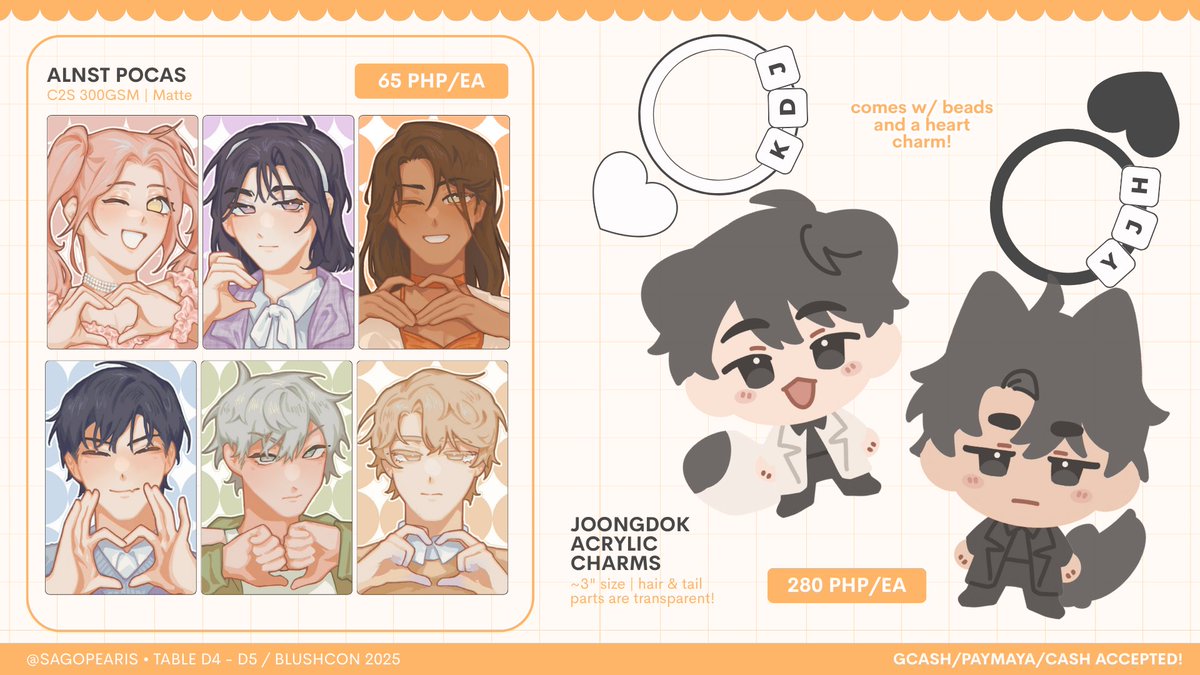 [rts 💖] merch catalogue for blushcon this weekend!! some new stuffs available hehe.. pls drop by our table!

🌟 ORV / ALNST

📍 Table D4 - D5
📅 June 28 2025

#BLushcon2025 #BLushPetit 
(1/2)