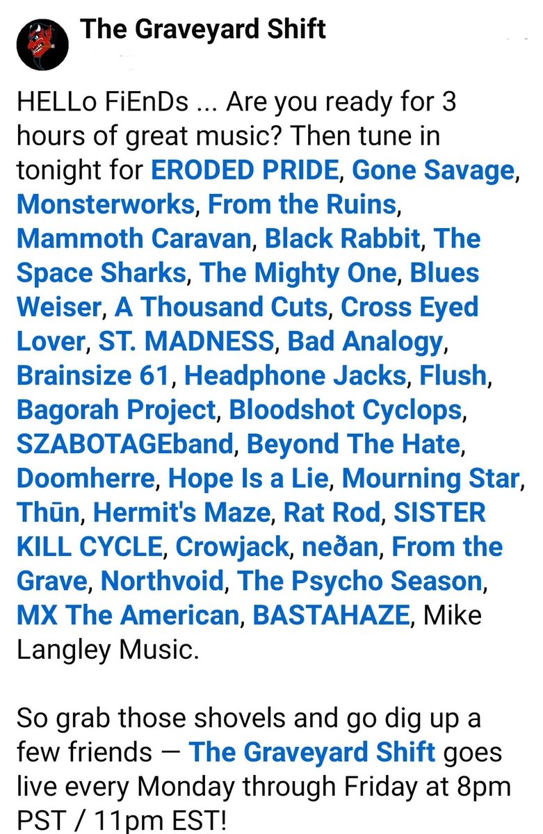 Don't miss tonight's The Graveyard Shift show. Live at 0am Argentina 👇