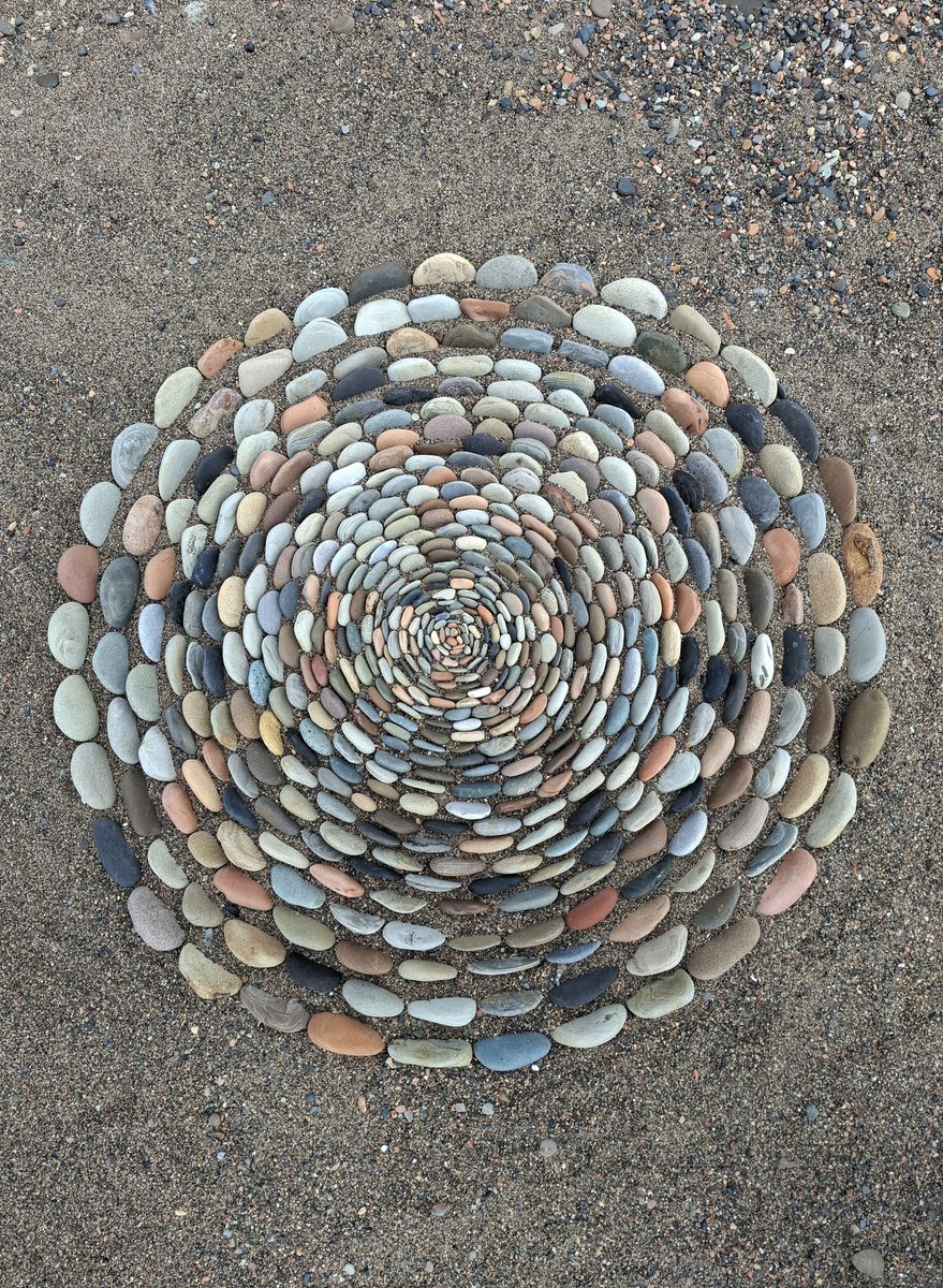 TimPughArtist's tweet photo. Pebble Bloom.
South Beach,Cumberland.
#pebbles #temporary #intervention #tideline #beach #texture #colour #size #graduation #southbeach #westcumbria https://t.co/OxFjQfd42r