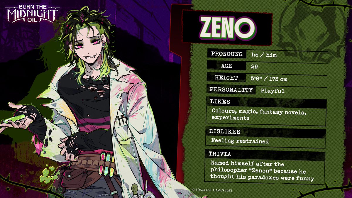 FOXGLOVEGAMESS's tweet photo. TRIVIA: ZENO ✨

Zeno loves experimenting in his lab. Accidents are a regular occurrence, but that's part of the fun! 💥 https://t.co/ANv2lBEj3V