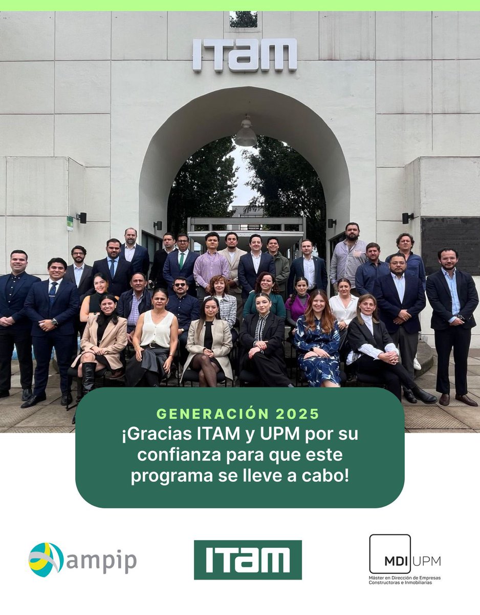 AMPIP Asociación Mexicana de Parques Industriales (@ampip) on Twitter photo Hoy concluye el “Programa de inversión y gestión de activos inmobiliarios logísticos, industriales y centros de datos”.
Felicidades a la GENERACIÓN 2025 por su dedicación y esfuerzo. ¡Éxito en los retos que vienen!
<a href="/ClaudiaEstevesC/">Claudia Esteves Cano</a>
#ParquesIndustriales
#EducaciónContinua Hoy concluye el “Programa de inversión y gestión de activos inmobiliarios logísticos, industriales y centros de datos”.
Felicidades a la GENERACIÓN 2025 por su dedicación y esfuerzo. ¡Éxito en los retos que vienen!
<a href="/ClaudiaEstevesC/">Claudia Esteves Cano</a>
#ParquesIndustriales
#EducaciónContinua