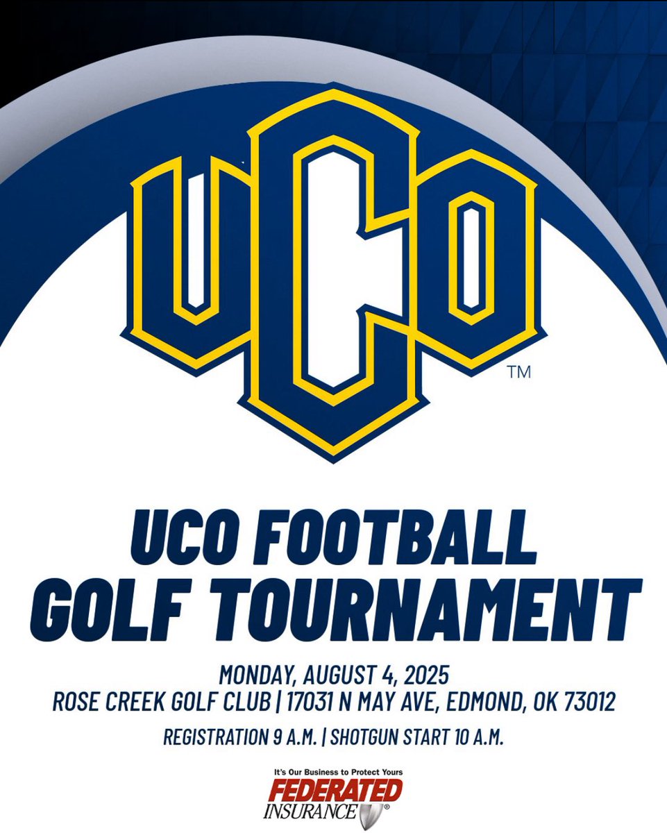 ucobronchofb's tweet image. 2025 UCO Football Golf Outing
🗓️: August 4th
✍️: Registration 9am
⛳️: 10am Shotgun Start
Signup Link:👇
centralconnection.org/footballgolf?e…